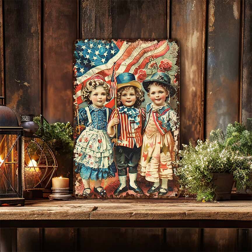Primitive 4th Of July Decor - Vintage Victorian Art Sign