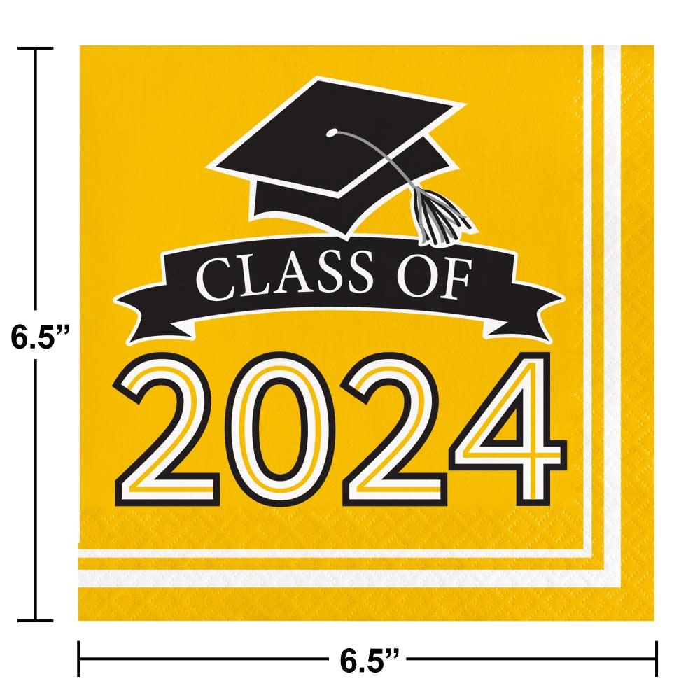 Yellow Graduation Class of 2024 2Ply Luncheon Napkin(36/Pkg)