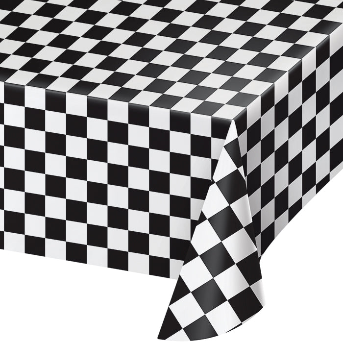 Black Check Tablecover Plastic 54&#x22; X 108&#x22;