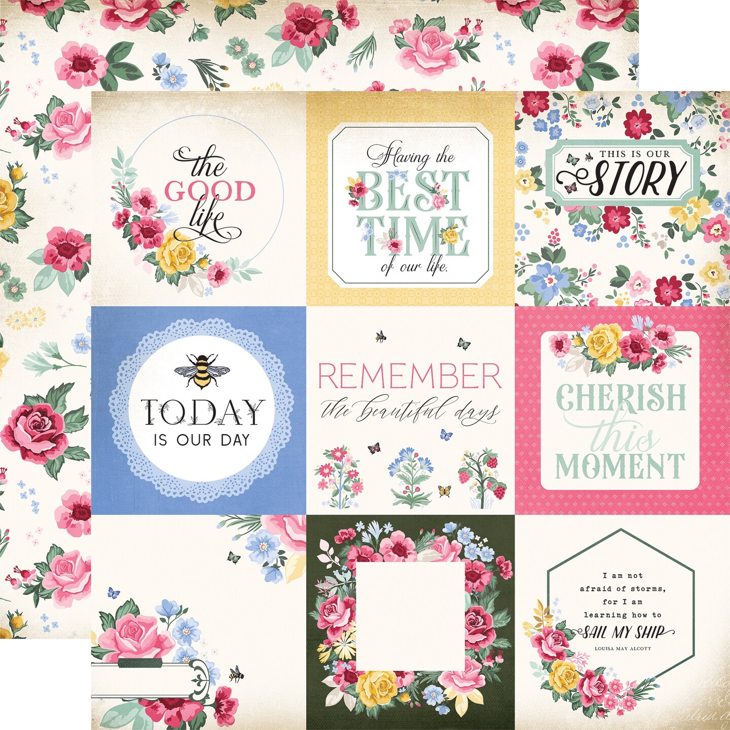 Bloom Double-Sided Cardstock 12&#x22;X12&#x22;-4X4 Journaling Cards
