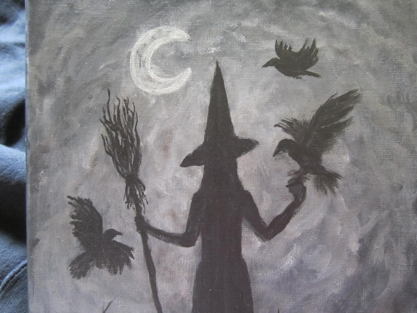 Halloween Witch On Silver 2024 Moon Decor!