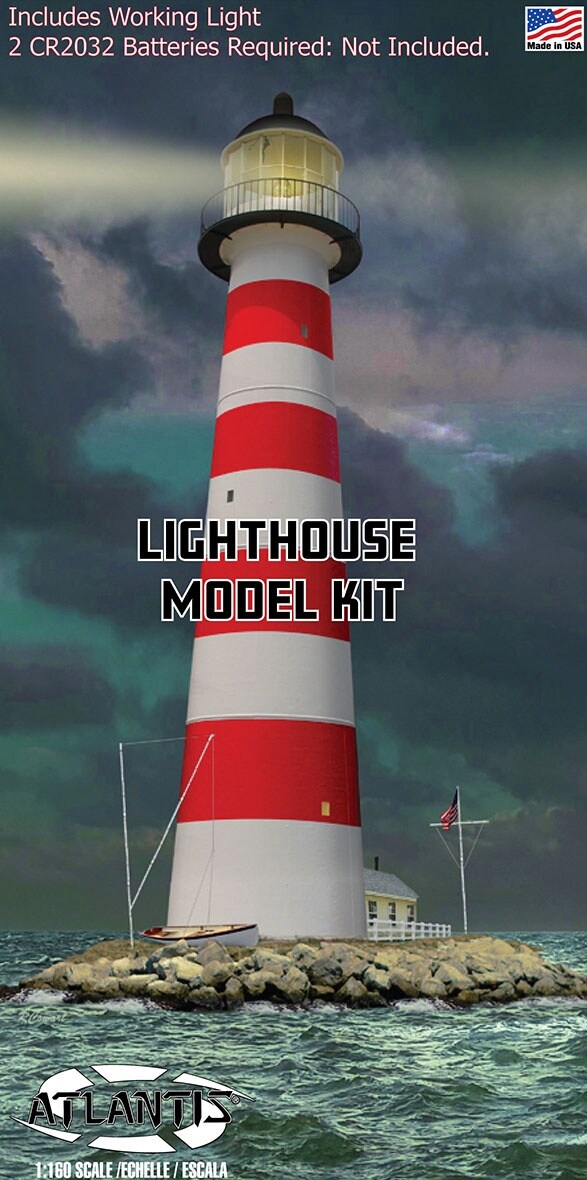 Atlantis Plastic Model Kit-Lighthouse with Light and Diorama Base