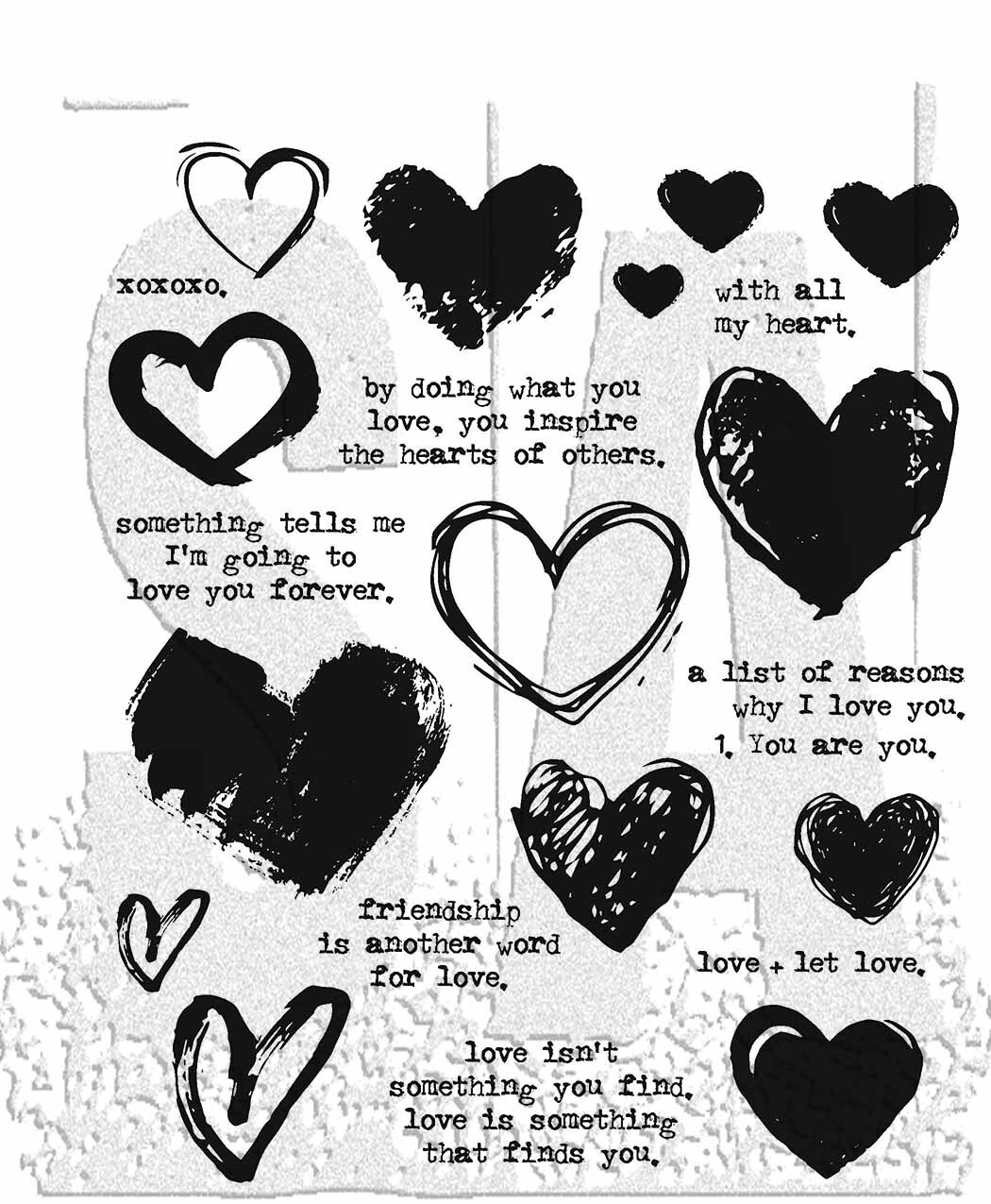 Tim Holtz Cling Stamps 7&#x22;X8.5&#x22;-Love Notes