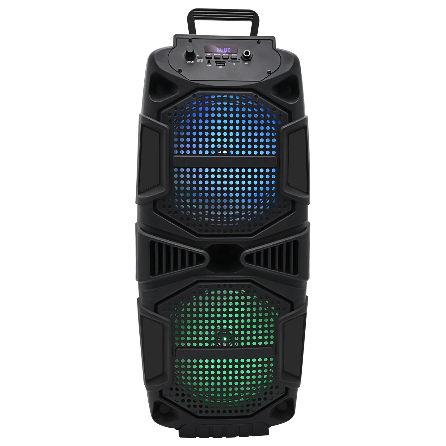 Technical Pro   400 Watt Each Rechargeable Bluetooth Speaker - Dual 8&#x22; Colorful LED Woofers TWS USB Mode SD Card FM Radio