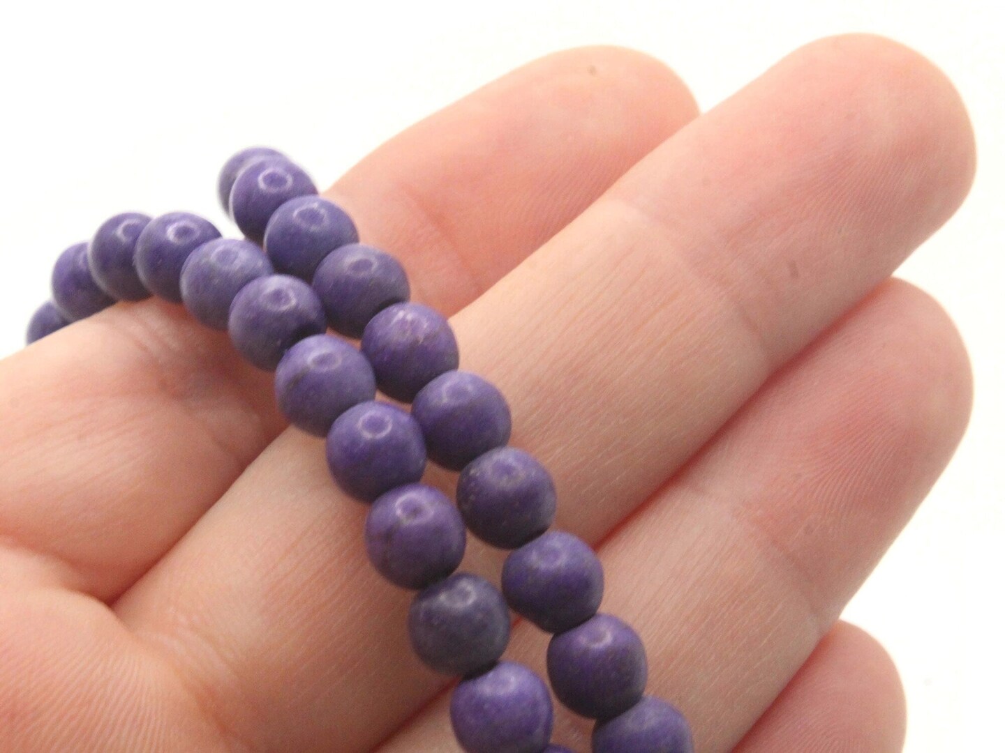 73 6mm Round Purple Dyed Synthetic Turquoise Gemstone Beads