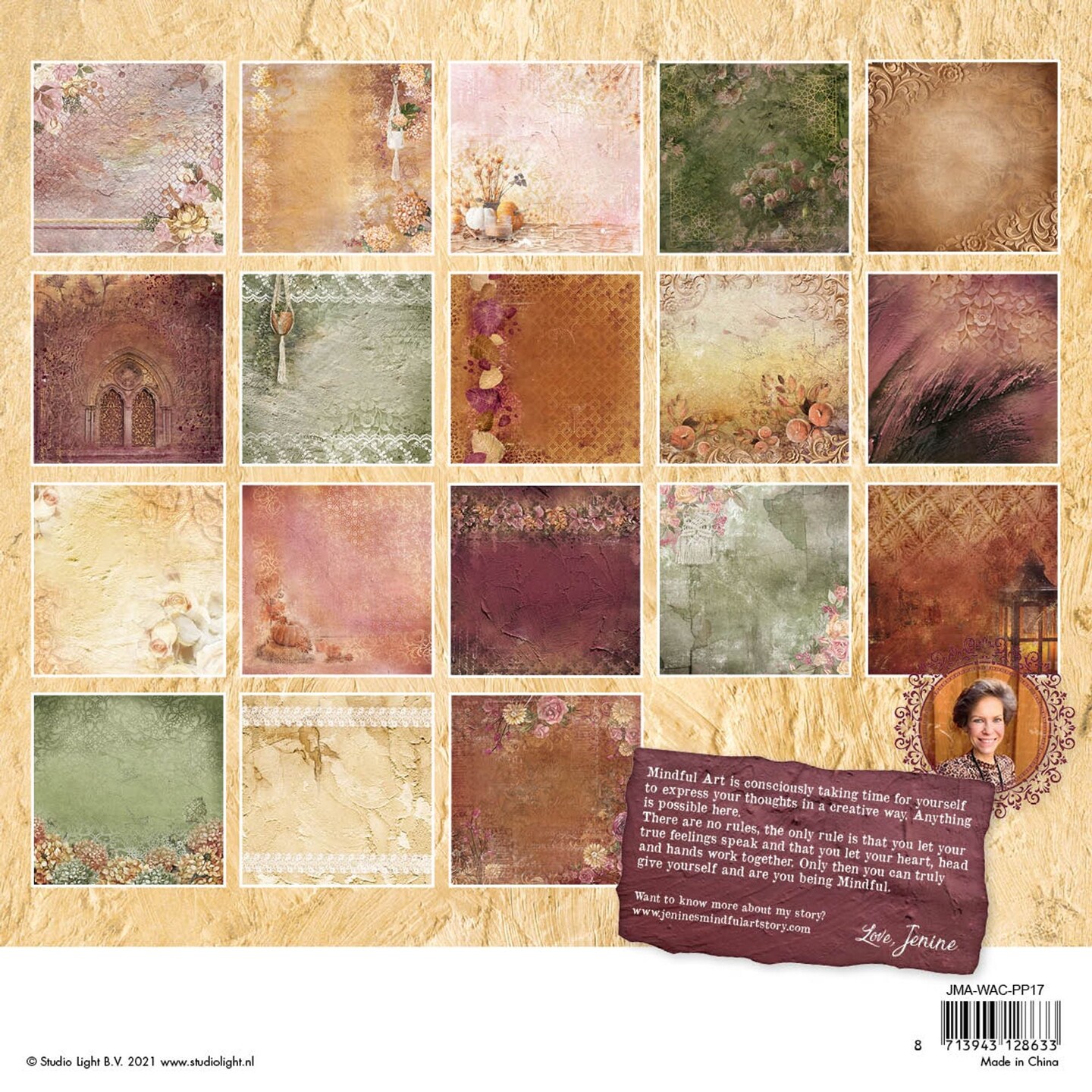 Studio Light JMA Paper Pad Decorative Paper Warm & Cozy 203.2x203.2x9mm 36 sh nr.17