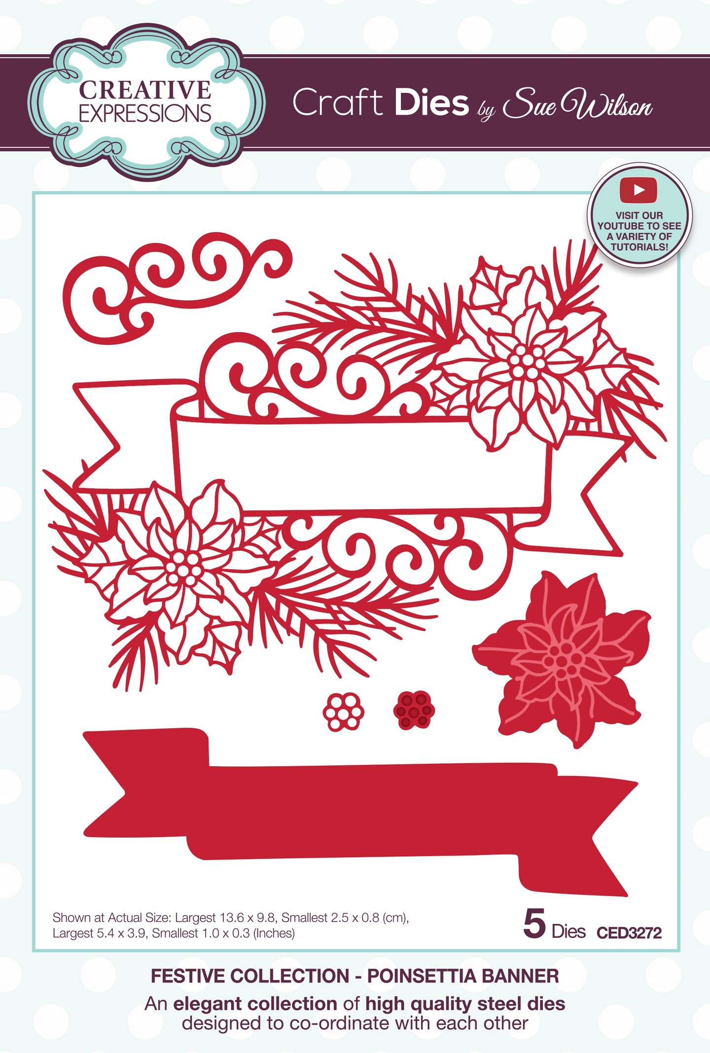 Creative Expressions Craft Dies By Sue Wilson-Poinsettia Banner