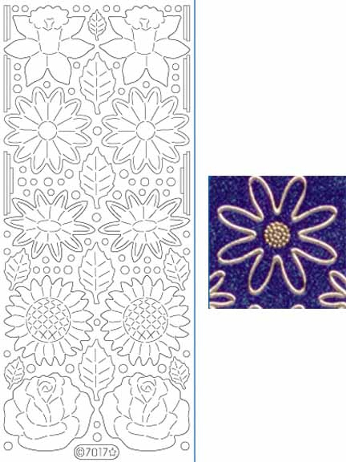 Starform Deco Stickers - Flowers - Transparent Glitter Silver