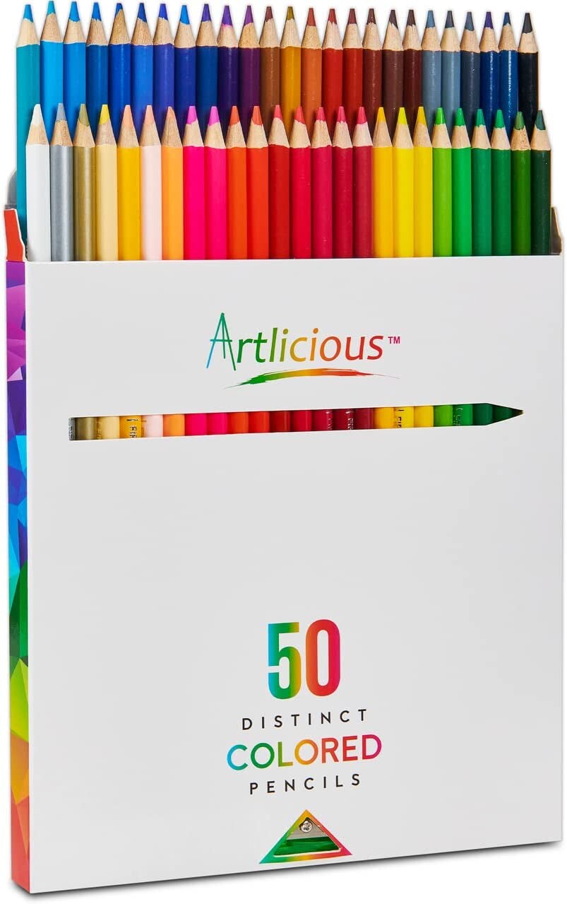 Artlicious Colored Pencils, 50 Colors, Colored Pencils for Kids