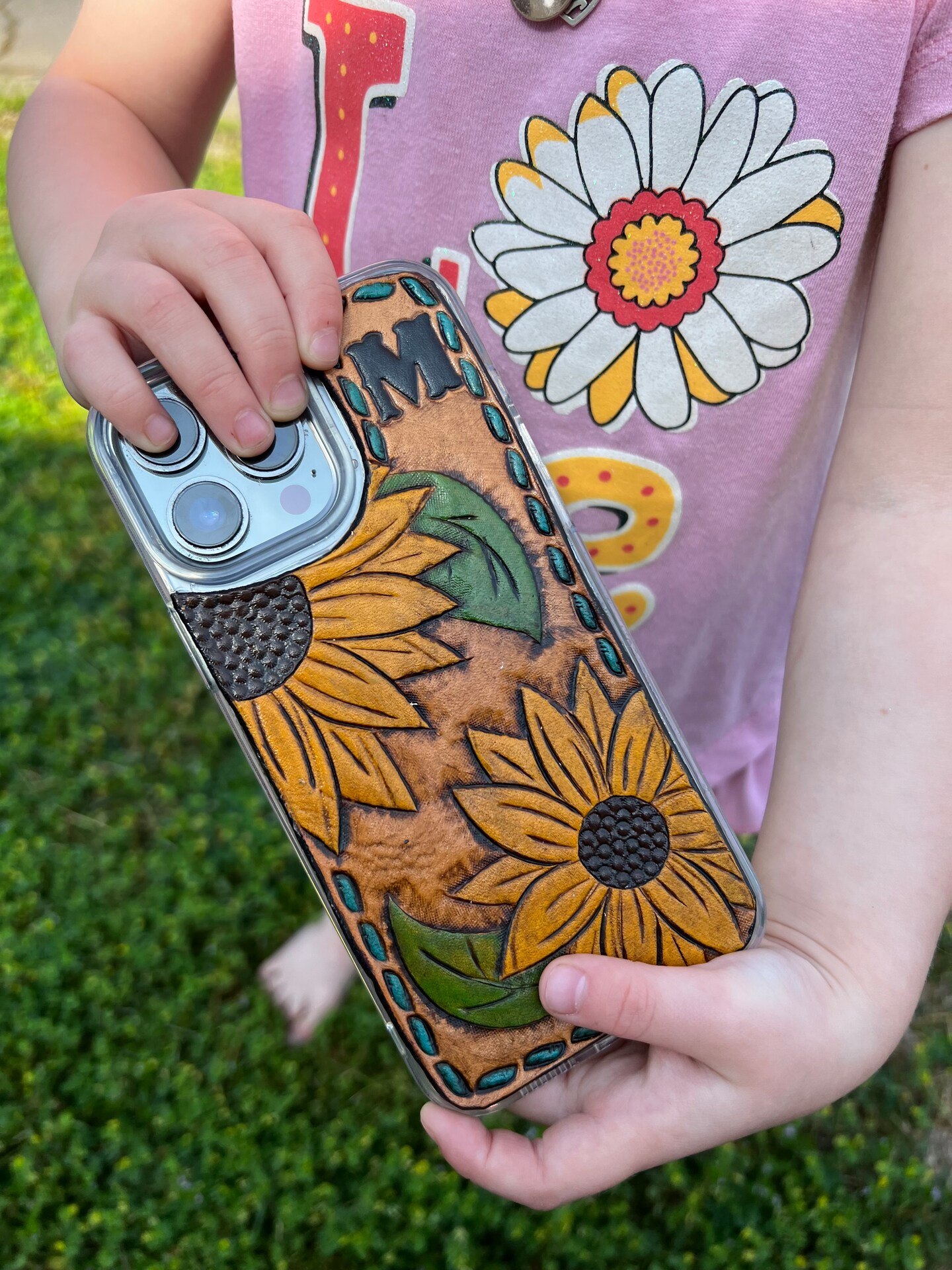 Sunflower Custom Tooled Leather Phone Case | MakerPlace by Michaels