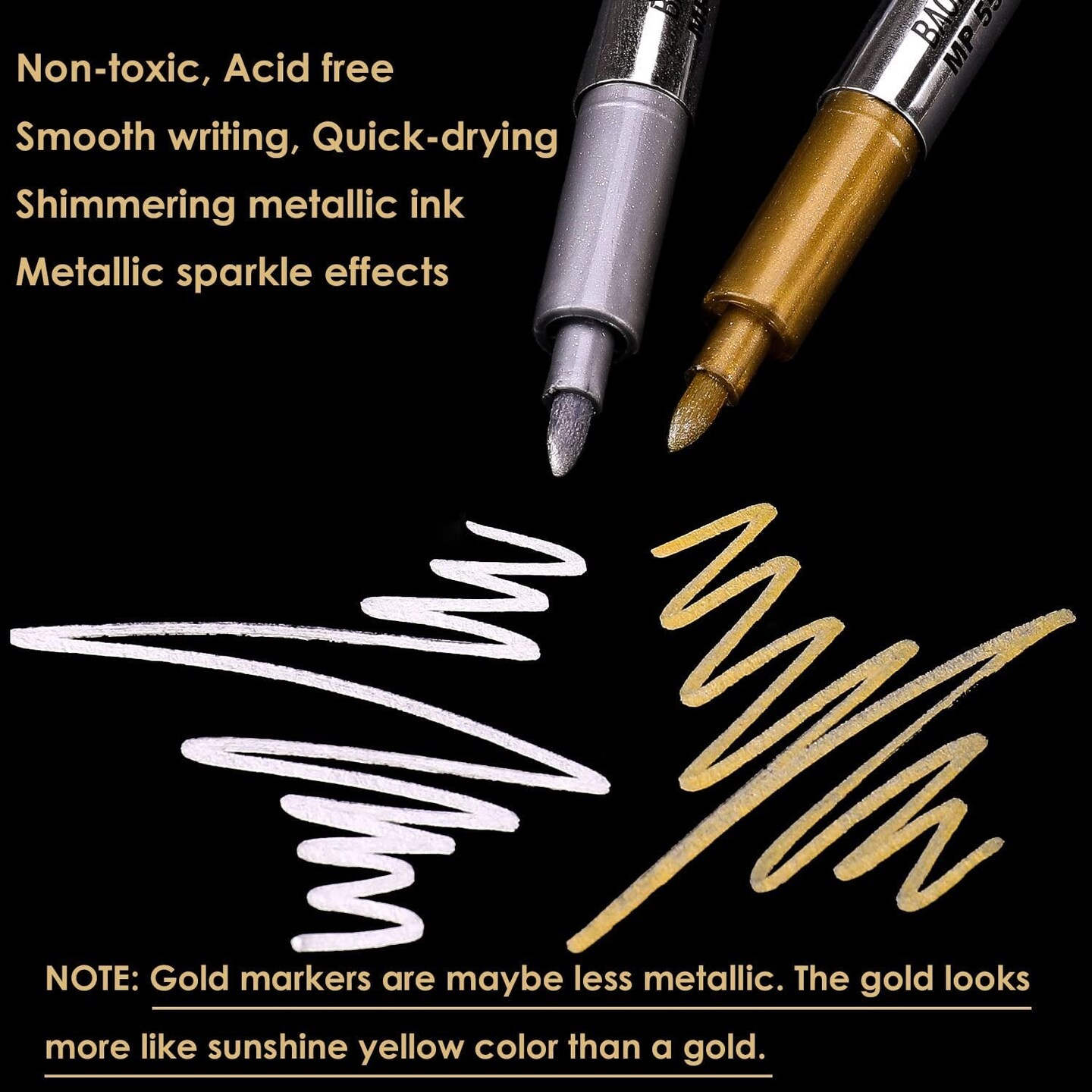 DAPAWIN Metallic Markers Metallic Paint Pens for Black Paper, Cardstock,  Scrapbook, Photo Album, Card Making, Bookmarks, DIY Art Crafting