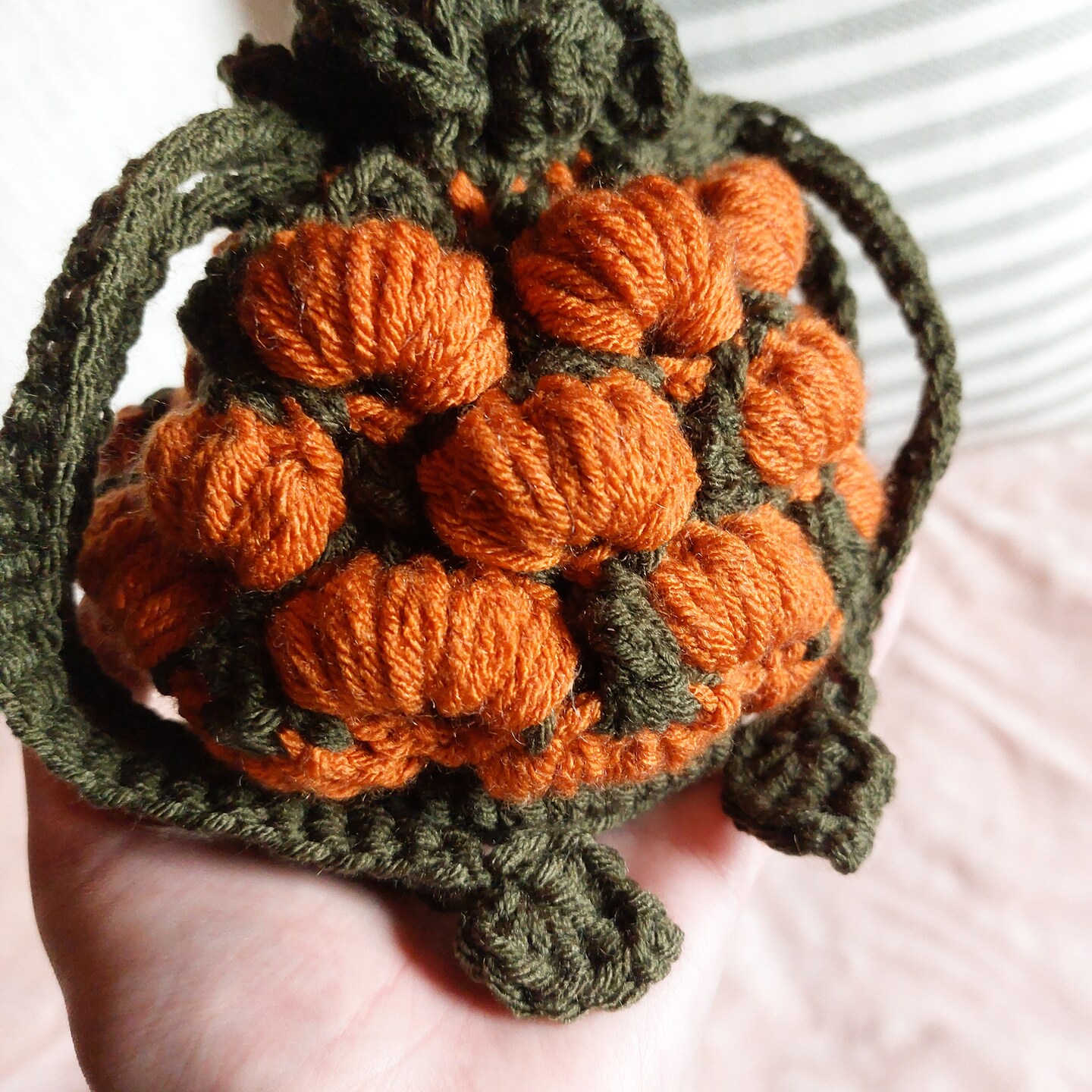 Crochet Jewelry Pumpkin Bag, Fall Autumn Orange Bag, Handmade Dice