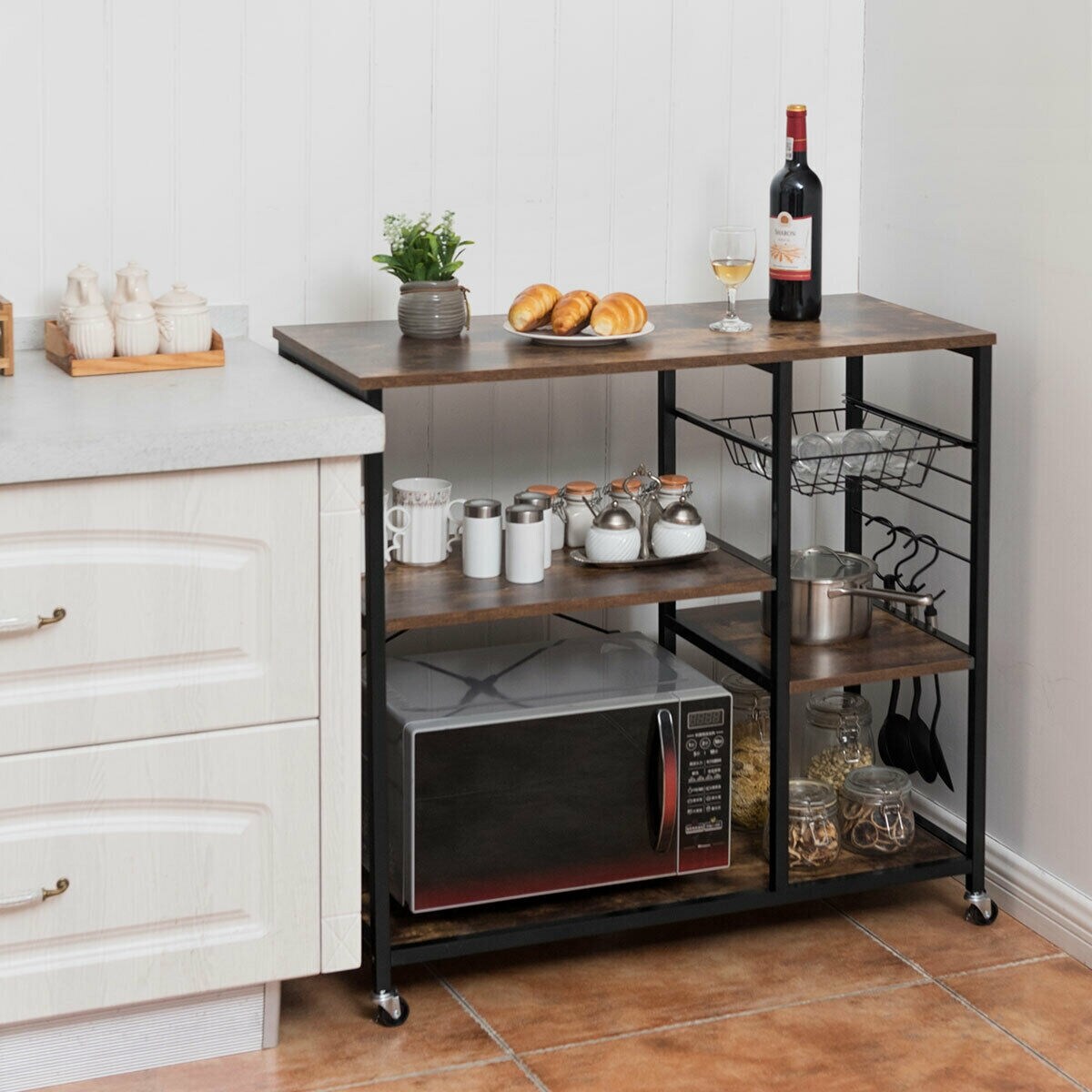 Rolling Industrial Kitchen Baker&#x27;s Storage Shelf