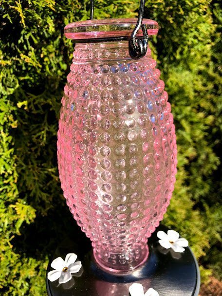 Hummingbird Feeder PINK Hobnail