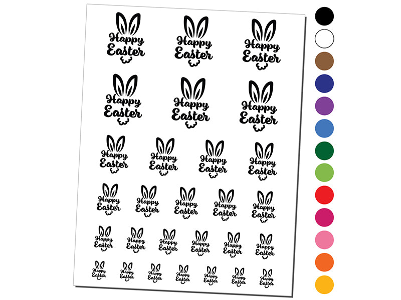 Happy Easter Bunny Rabbit Ears &#x26; Tail Temporary Tattoo Water Resistant Fake Body Art Set Collection