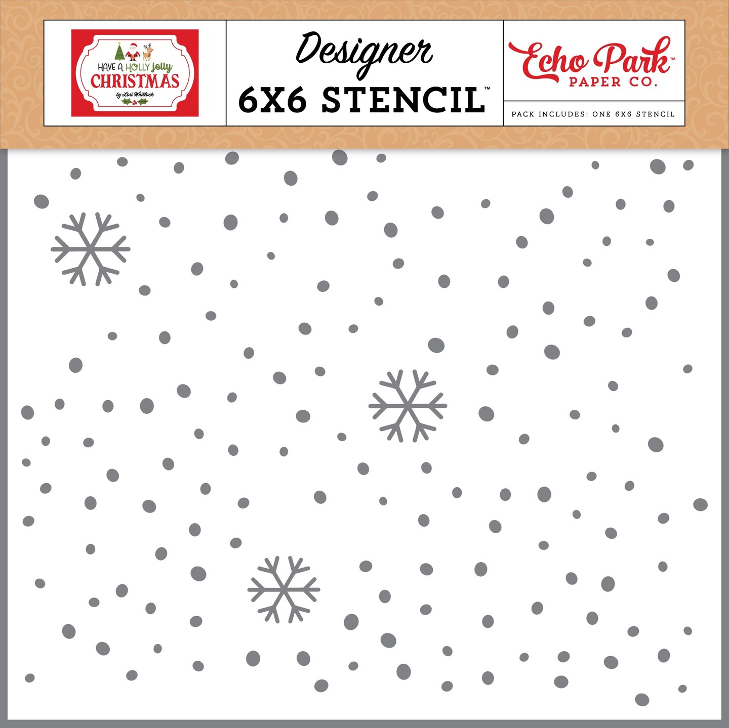 Echo Park Stencil 6&#x22;X6&#x22;-Noel Night Sky, Have A Holly Jolly Chris