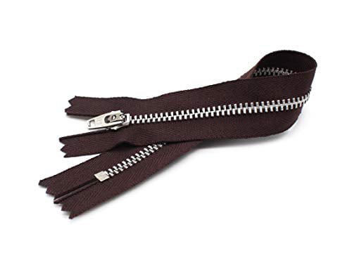 #4.5 Aluminum Pants Brown Medium Weight YKK Zipper - Color Brown #570 - Made in The United States (1 Zipper Per Pack) (6" Inches)