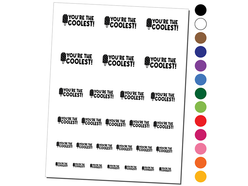You&#x27;re the Coolest Ice Cream Bar Popsicle Teacher Student School Temporary Tattoo Water Resistant Fake Body Art Set Collection