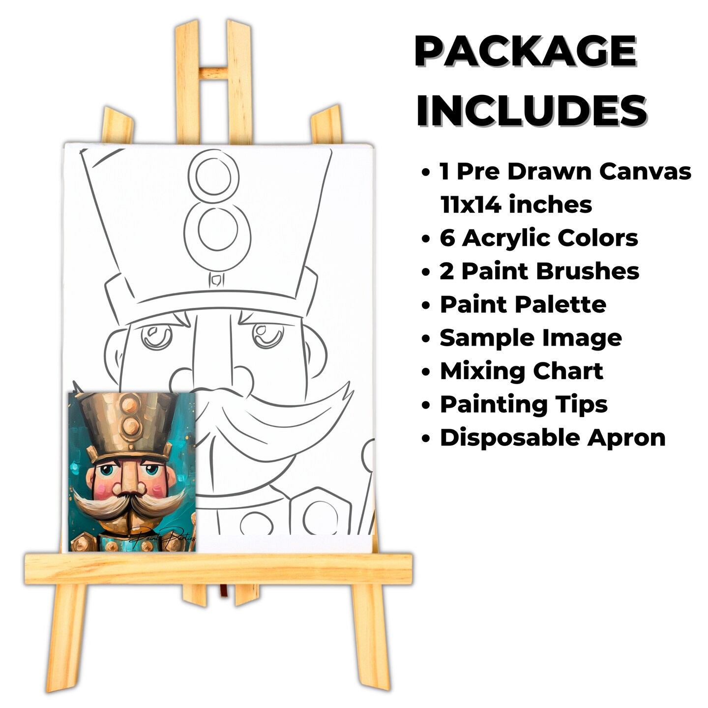"Classic Nutcracker" DIY Canvas Art Kit, Adult Beginner, Acrylic Paint Size 11x14 inch