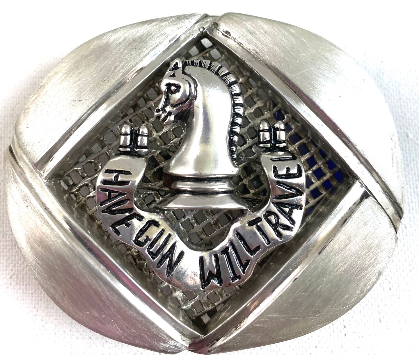 "Have Gun, Will Travel" Western Mens sterling silver belt buckle