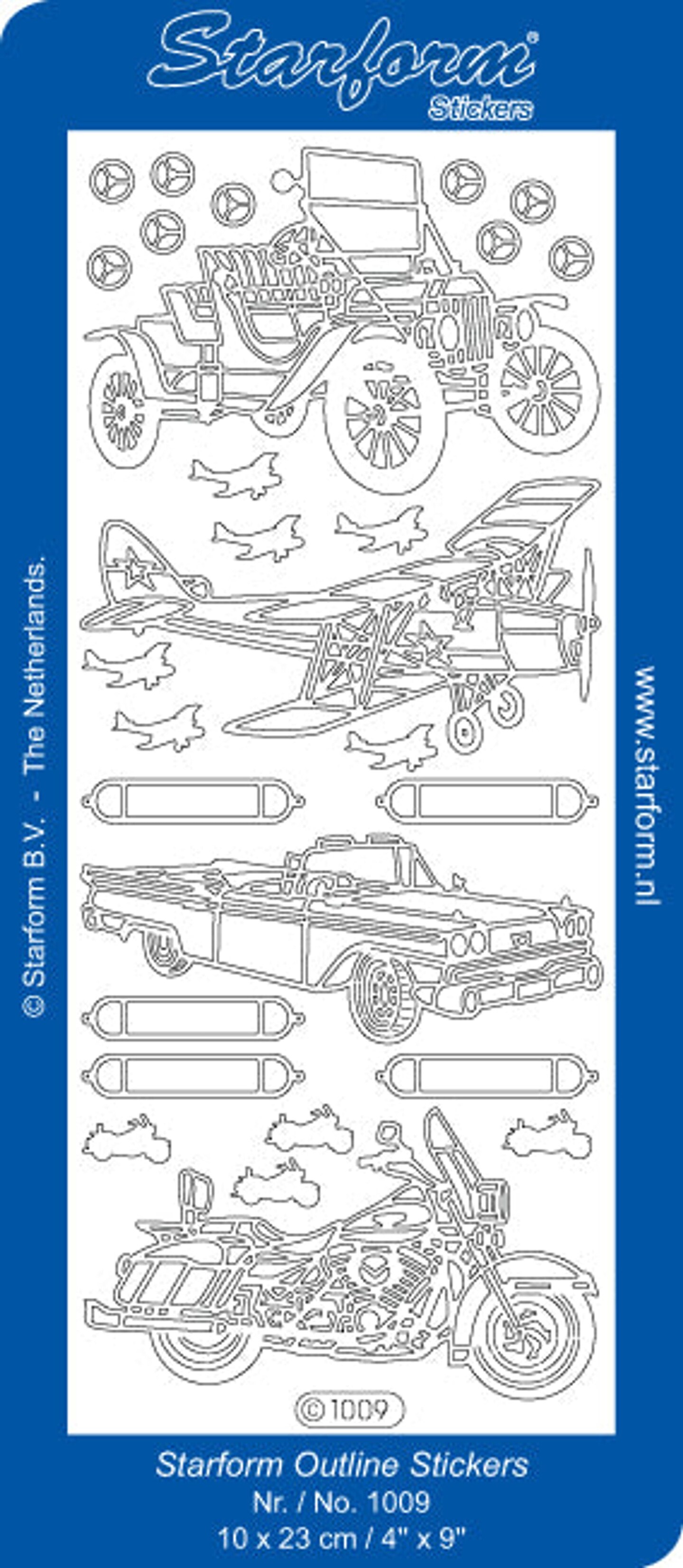Starform Deco Stickers - Cars, plane &#x26; Motorcycle - Silver