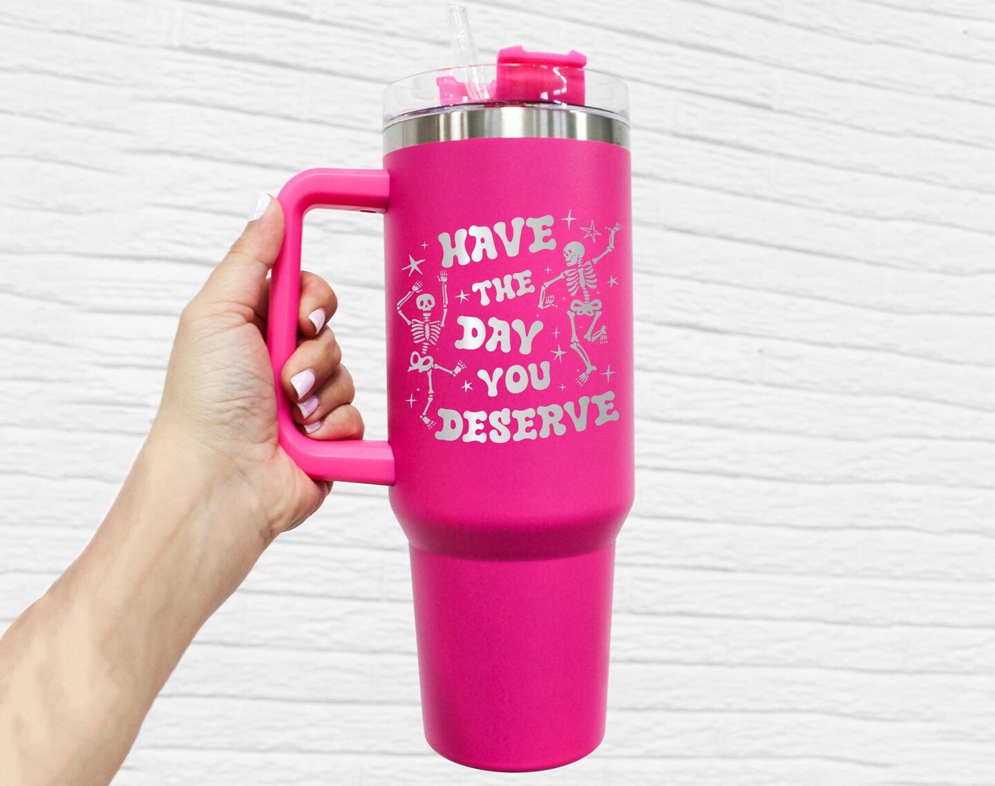 Day you Deserve 40oz Insulated Tumbler with Handle and straw