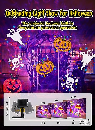 Halloween Christmas Projector Lights Outdoor 26 HD Effects (3D Ocean Wave + Patterns) Waterproof with Timer Landscape Lights for Indoor Holiday Christmas Night Disco Party, RGB + Multicolor