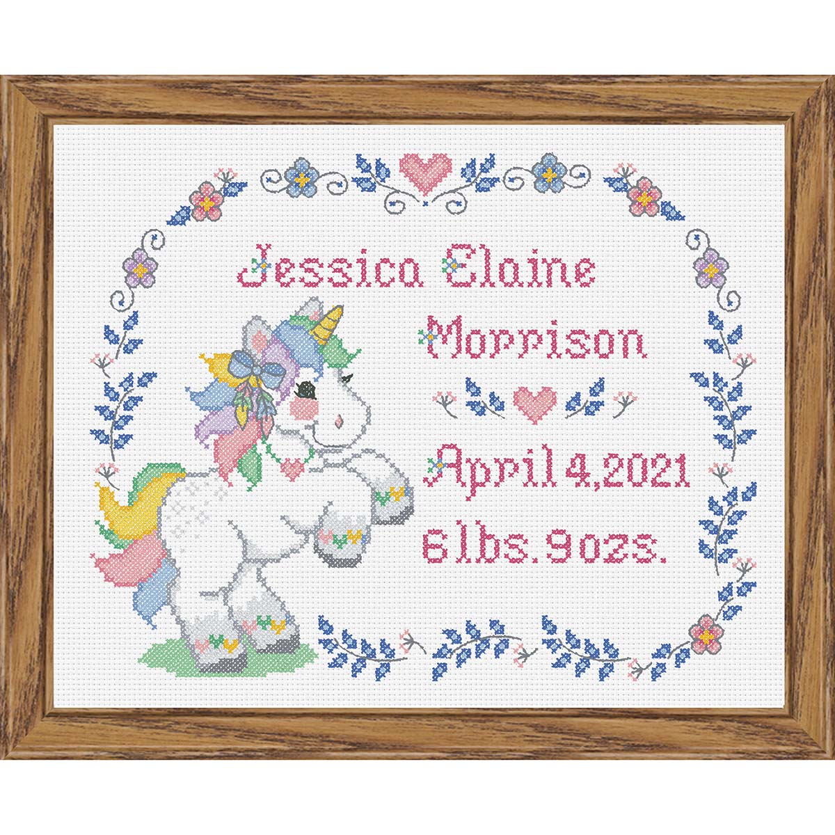 Baby by Herrschners Boho Rainbow Unicorn Birth Record Counted Cross-Stitch Kit