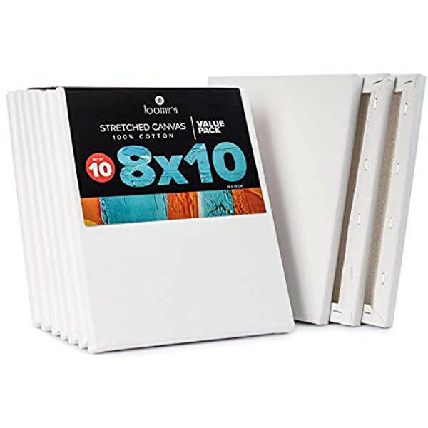 Stretched Canvas Panels for Painting 10 pack 8x10- Professional
