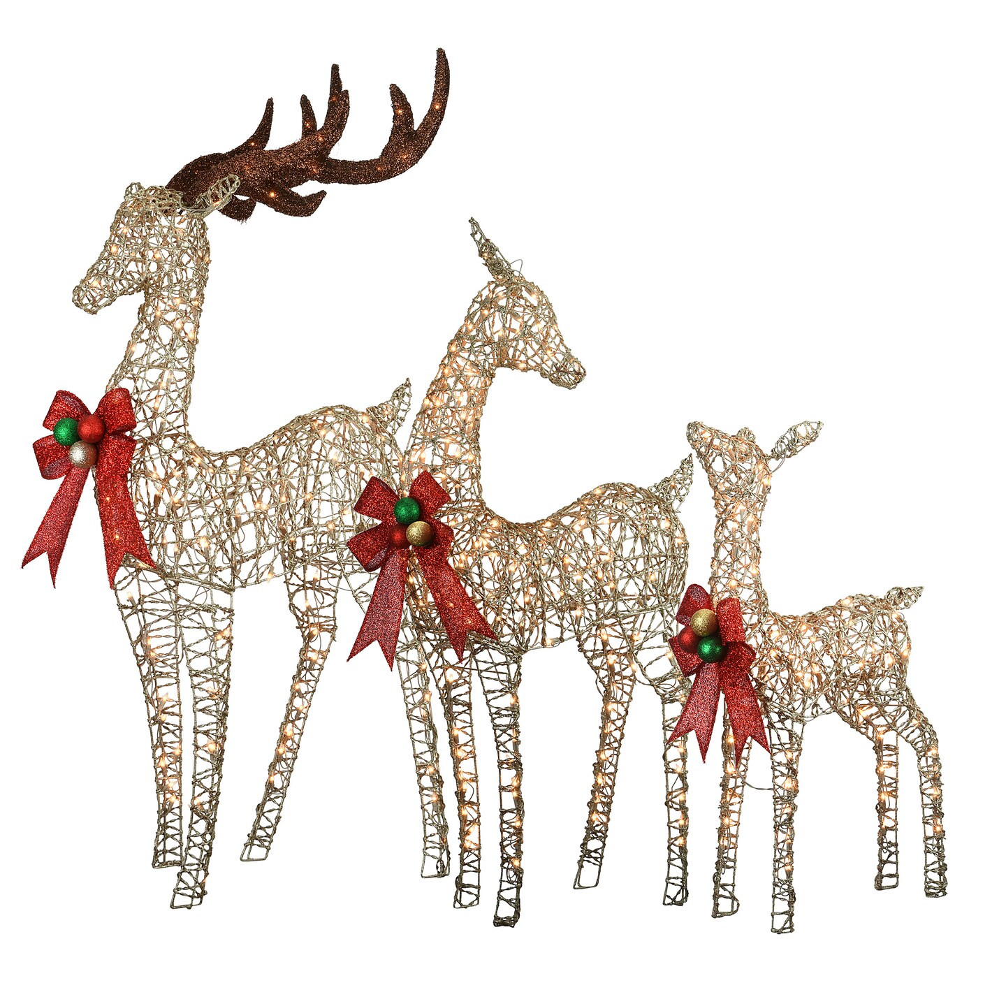 National Tree Company Pre-Lit  Deer Family, Set of 3, Warm White Lights, LED,  60 inch, 52 inch, 36 inch, Indoor or Outdoor Use.