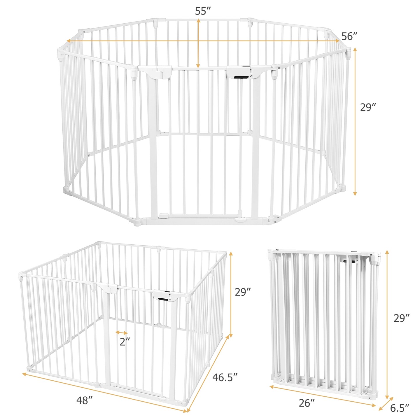 Adjustable Panel Baby Safe Metal Gate Play Yard