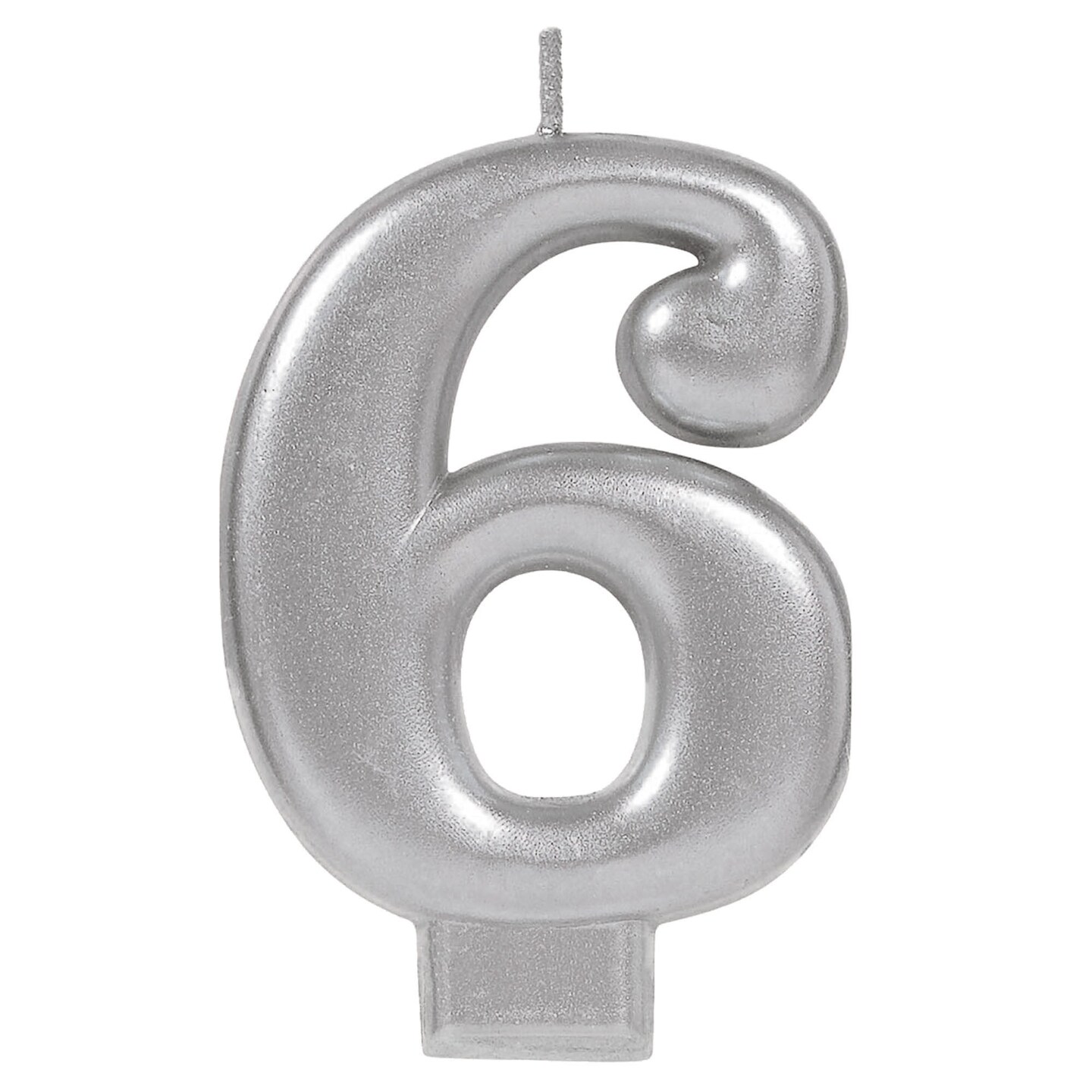 Numeral Metallic Birthday Candle #6 - Silver, 1ct