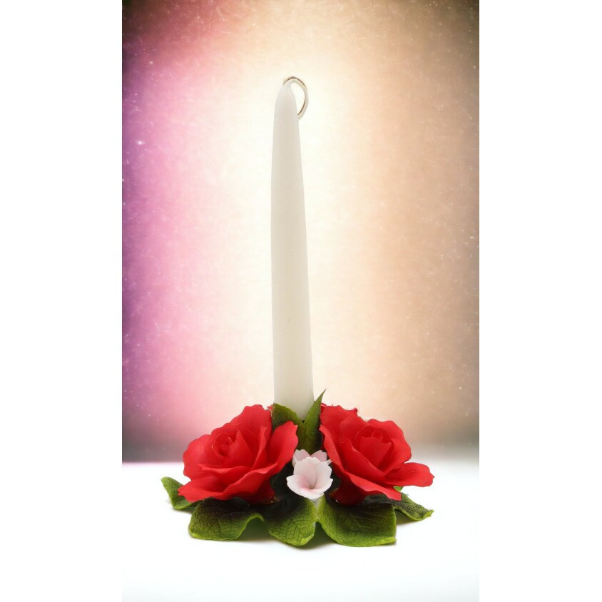 kevinsgiftshoppe Ceramic Red Rose Flower Candle Holder Wedding Decor or Gift Anniversary Decor or Gift Home Decor