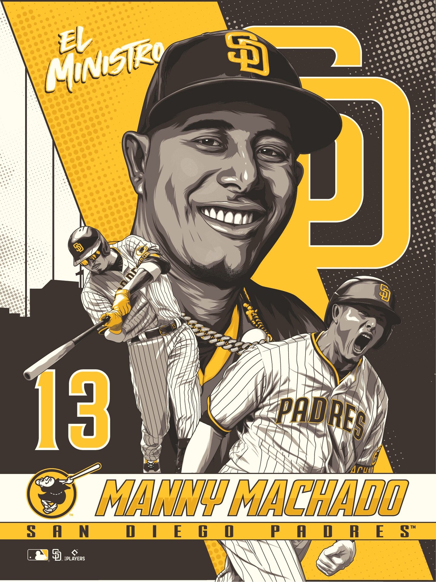 Phenom Gallery San Diego Padres Manny Machado 18&#x22; x 24&#x22; Serigraph