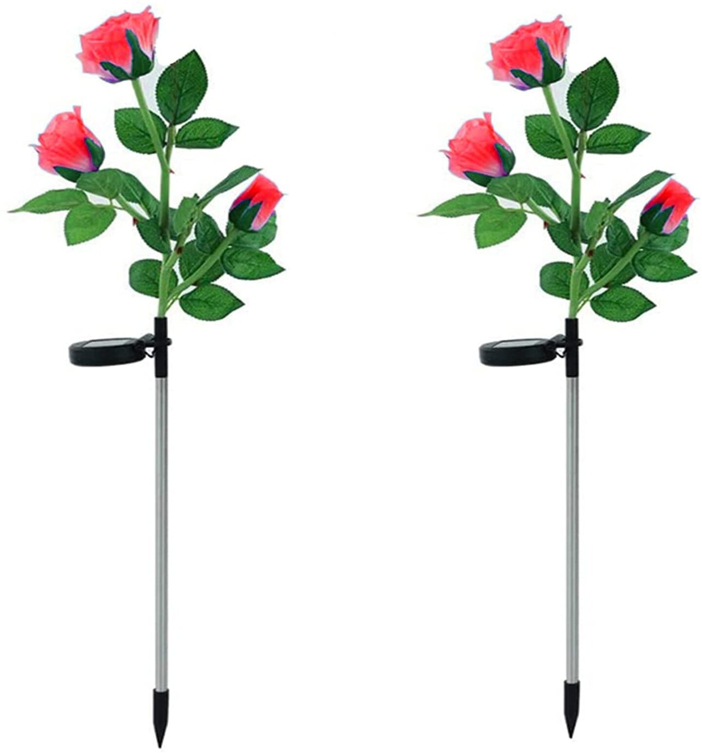 2 Pcs Solar Flowers LED Light Outdoor Garden Yard Stake Solar Flower Lights