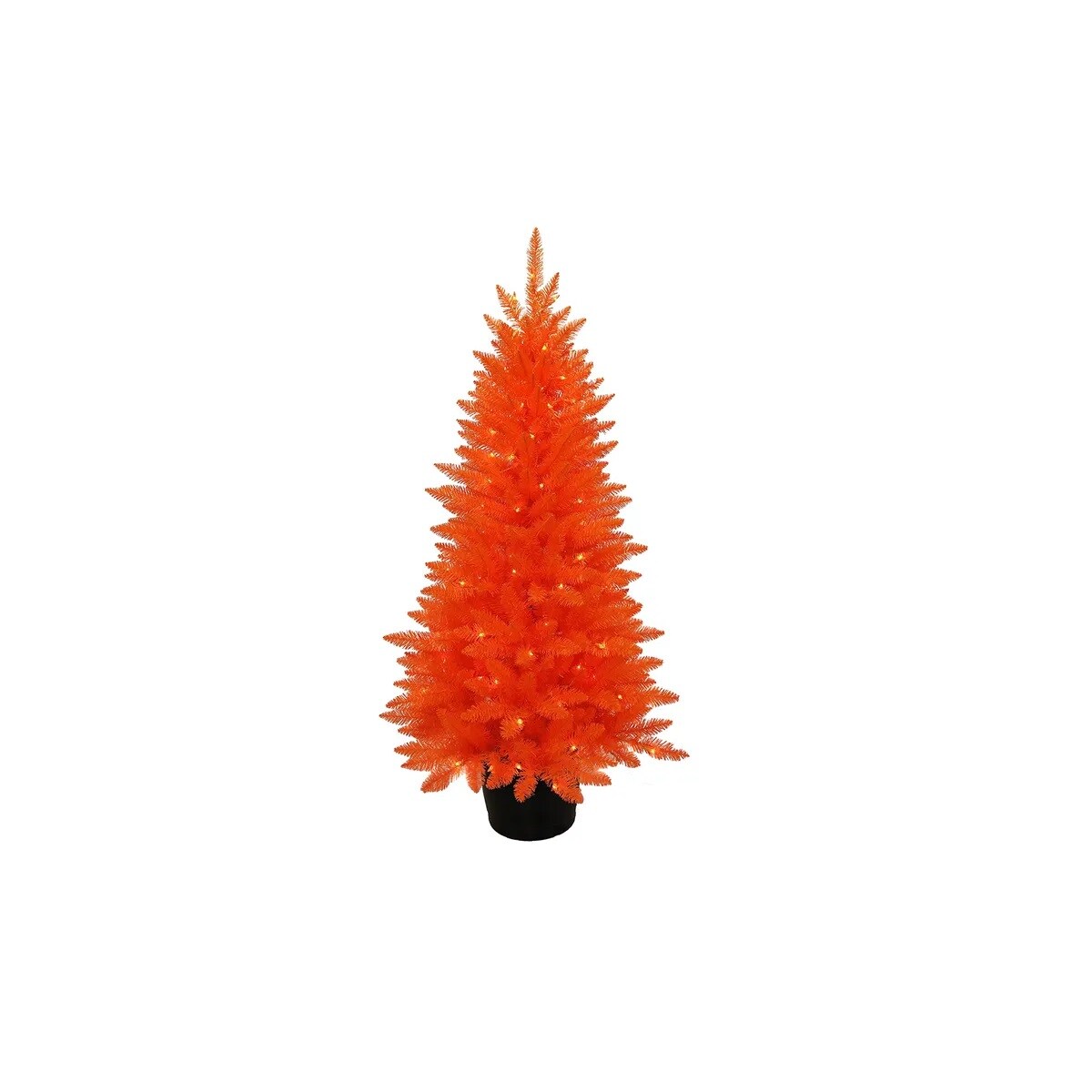 KSA 4.5' Pre-Lit Potted Orange Artificial Halloween Tree, LED Incandescent Lights