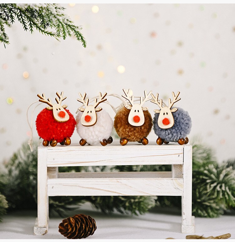 Cute Felt Wooden Christmas Tree Decorations | Hanging Pendant Craft Ornament