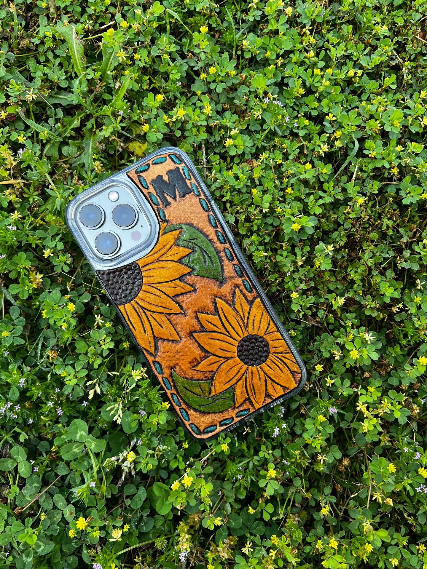 Sunflower Custom Tooled Leather Phone Case | MakerPlace by Michaels Sunflower Custom Tooled Leather Phone Case | MakerPlace by Michaels