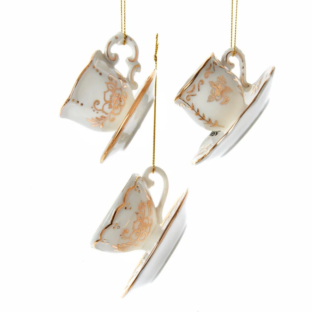 KSA Pack of 12 Elegant Jeweled Teacup Christmas Ornaments 18&#x22;