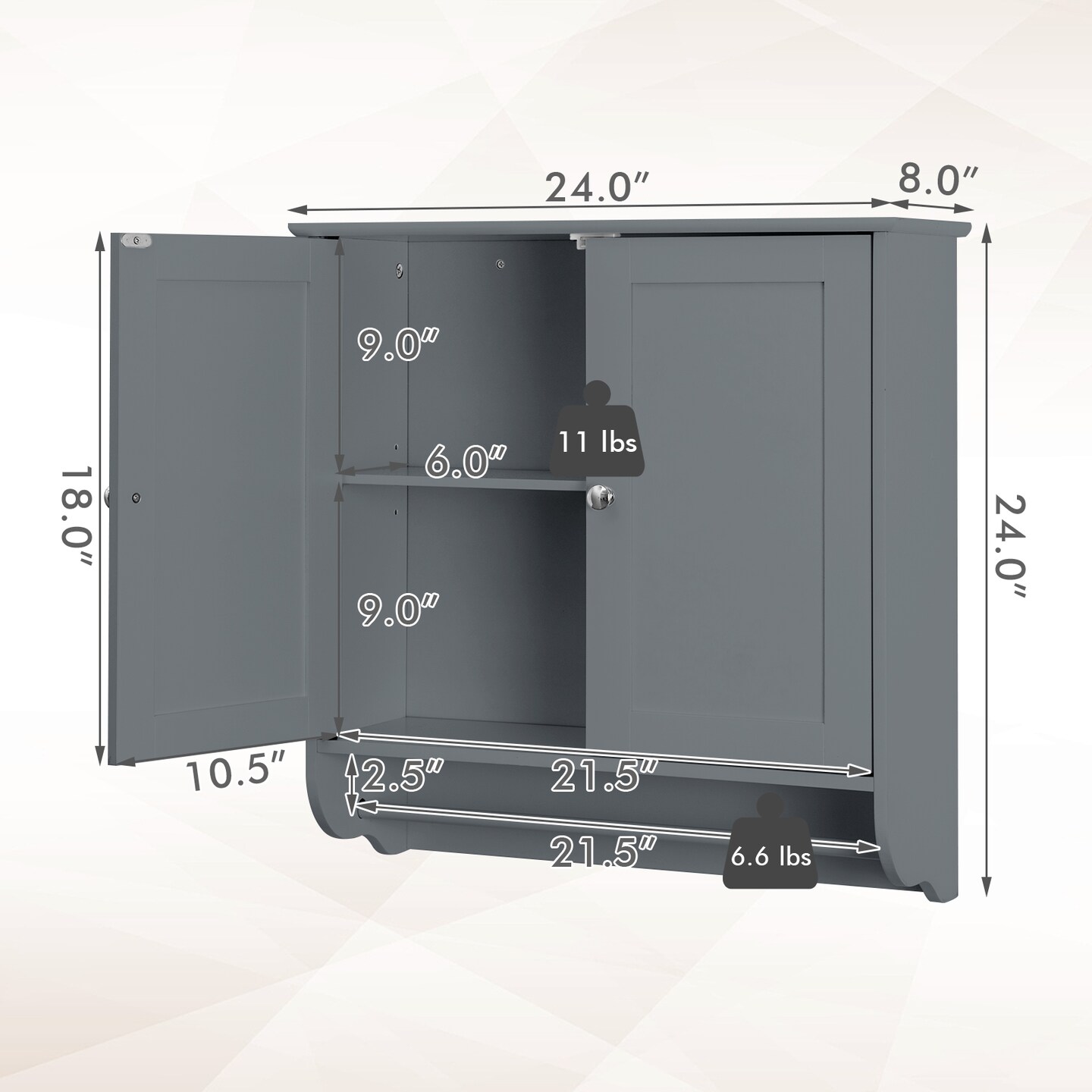 Wall Mounted Bathroom Storage Medicine Cabinet with Towel Bar