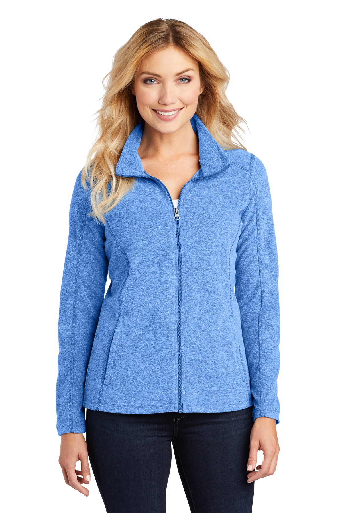 Port Authority® Women's Heather Microfleece Full-Zip Long Sleeve Jacket