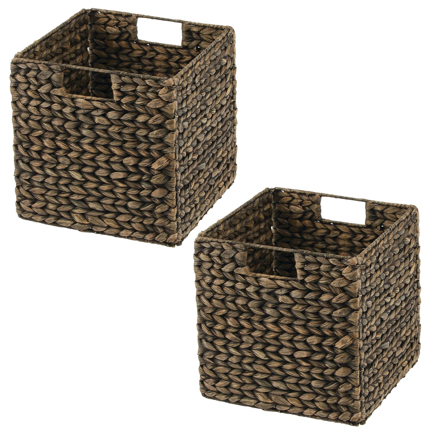 mDesign Large Woven Hyacinth Home Storage Basket for Cube Furniture, 2 Pack
