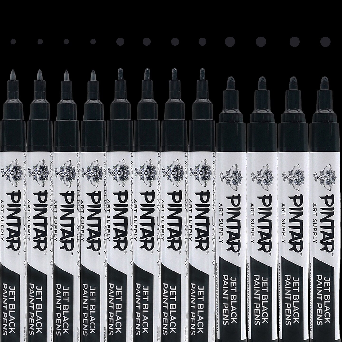 PINTAR Premium Acrylic Paint Pens - Set of 12 Black (4) 0.7mm, (4) 1.0mm, (4) 5.0mm Tips - Smooth-Flowing Japanese Ink - Crafting, Coloring, Drawing, Lettering, Writing Supplies