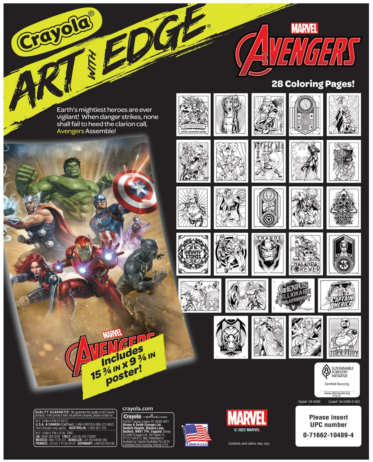 Crayola Art With Edge Coloring Book Paperback Marvel Avengers, Beginner Child, 28 Pages (Paperback)