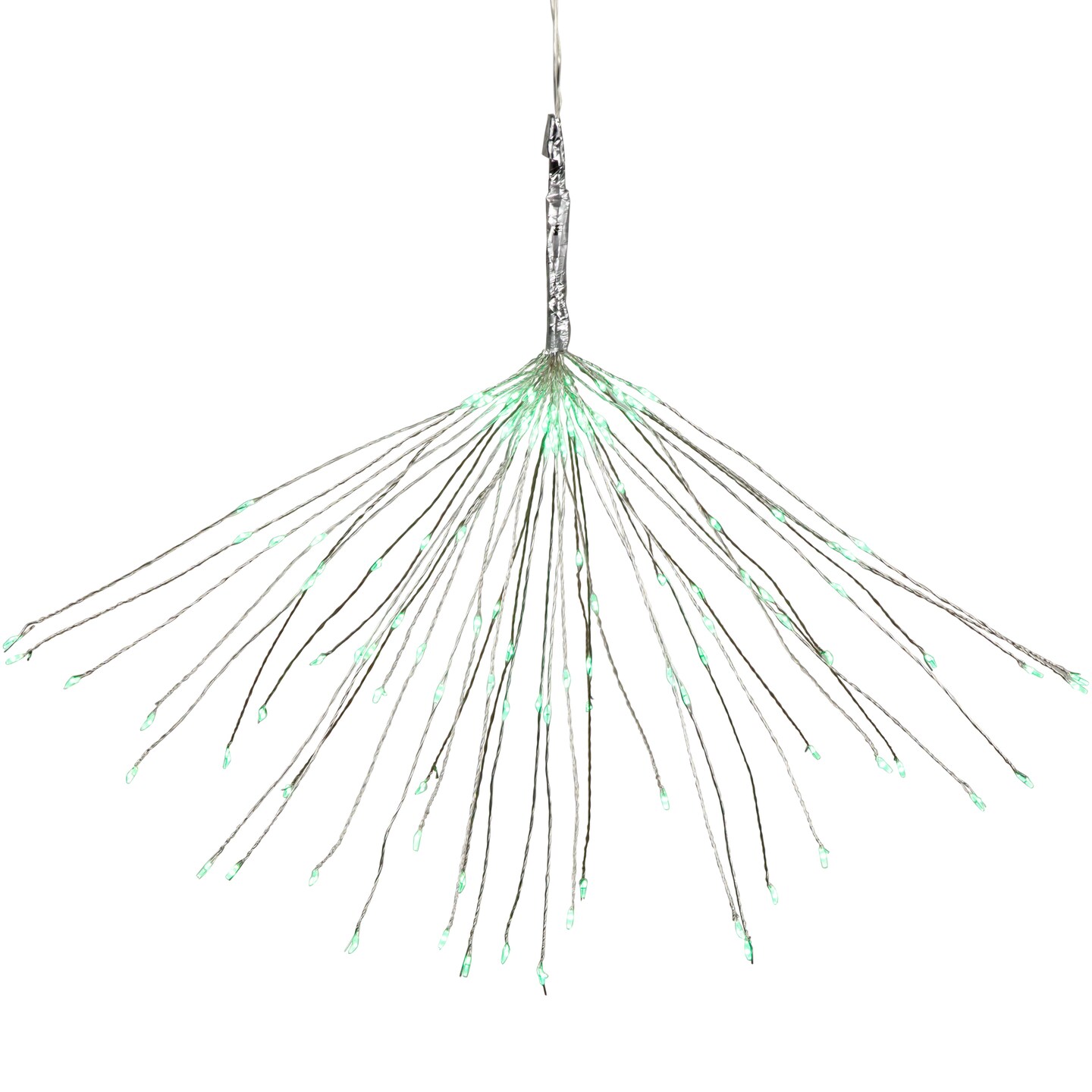 Northlight 20&#x22; LED Lighted Firework Silver Branch Christmas Decoration - Green Lights