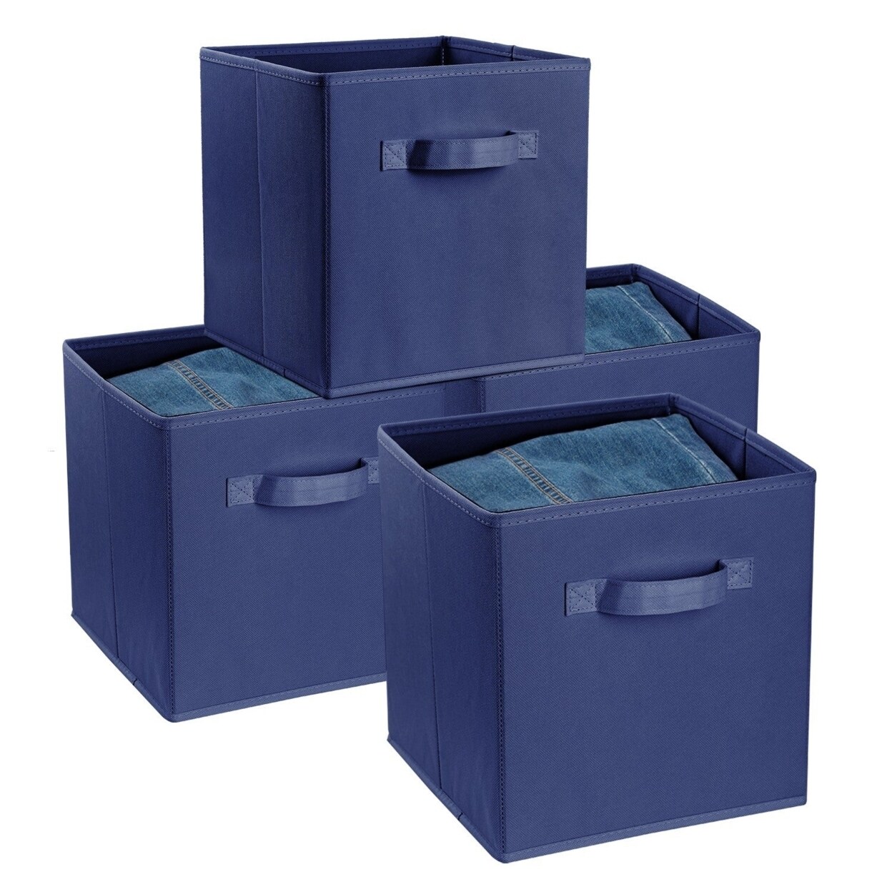 SKUSHOPS 4 Pack Foldable Storage Cube Bins Cloths Closet Space Organizer Basket Shelves Box