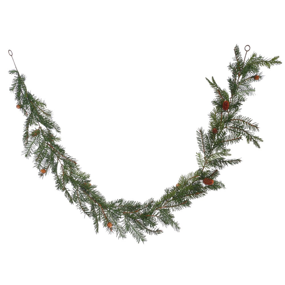 6Ft. x 12in. Douglas Fir Garland w/Cones 99 PE Tips