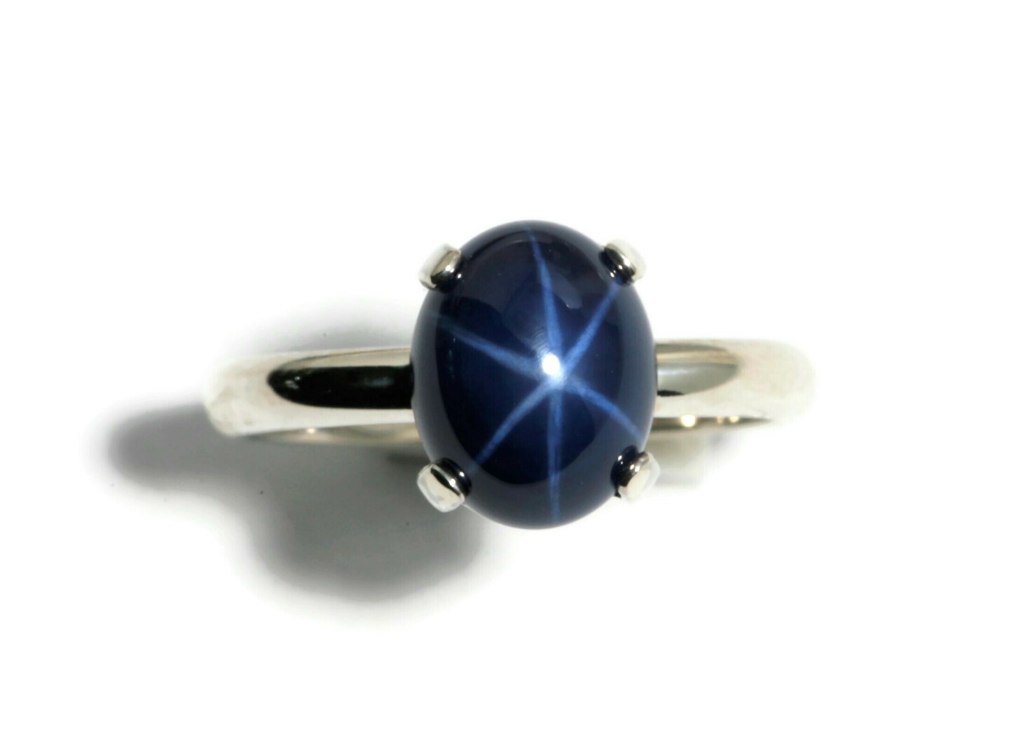 Blue Star Sapphire & Diamond Ring In Sterling Silver - Elegant Gift Box, Birthstone Jewelry, Natural Gemstone