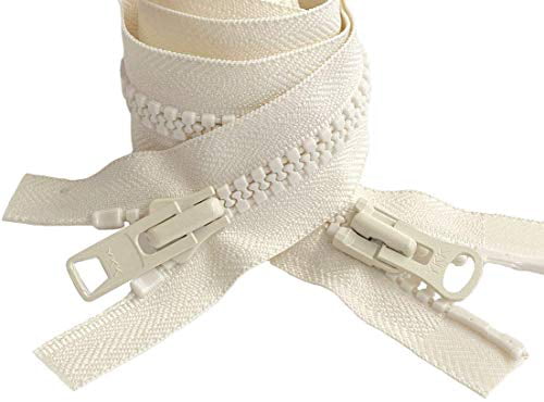 #10 Vislon Molded Separating Two-Way YKK Heavy Duty Jacket Zipper - Choose Your Length &#x26; Color - 1 Zipper Per Pack - Made in The United States (Snow White - 841, 36&#x22; Inches)