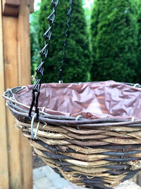 14&#x22; RUSTIC WICKER WOOD Hanging Woven Basket